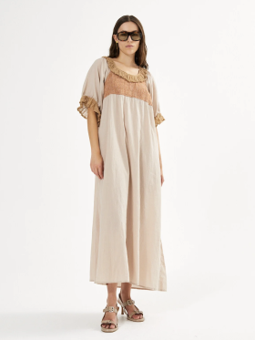 Rabens Saloner - Rabens Saloner Long Angel Dress  Long sandstone